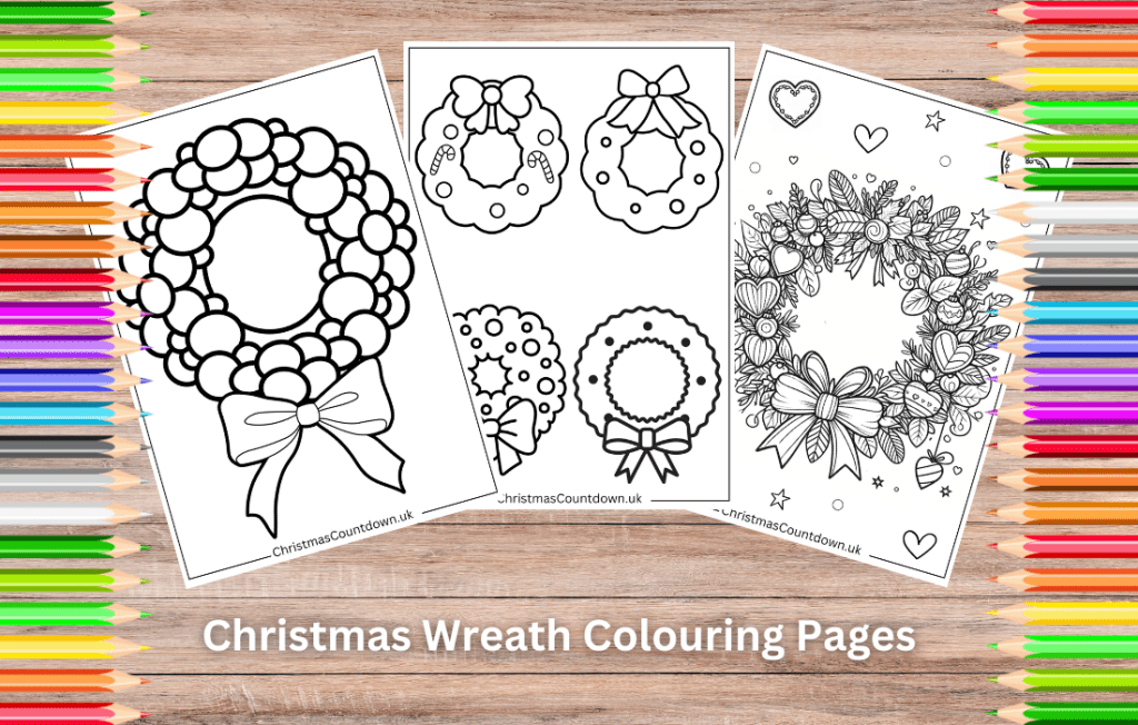 Christmas Wreath Colouring Pages Free Printable