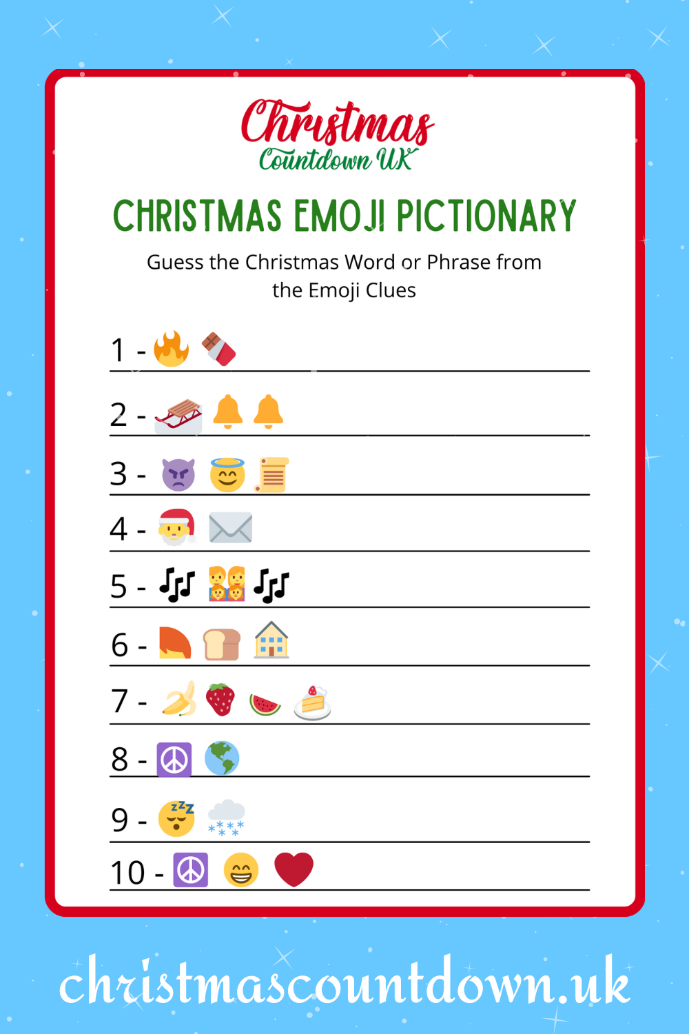 Free Christmas Emoji Pictionary
