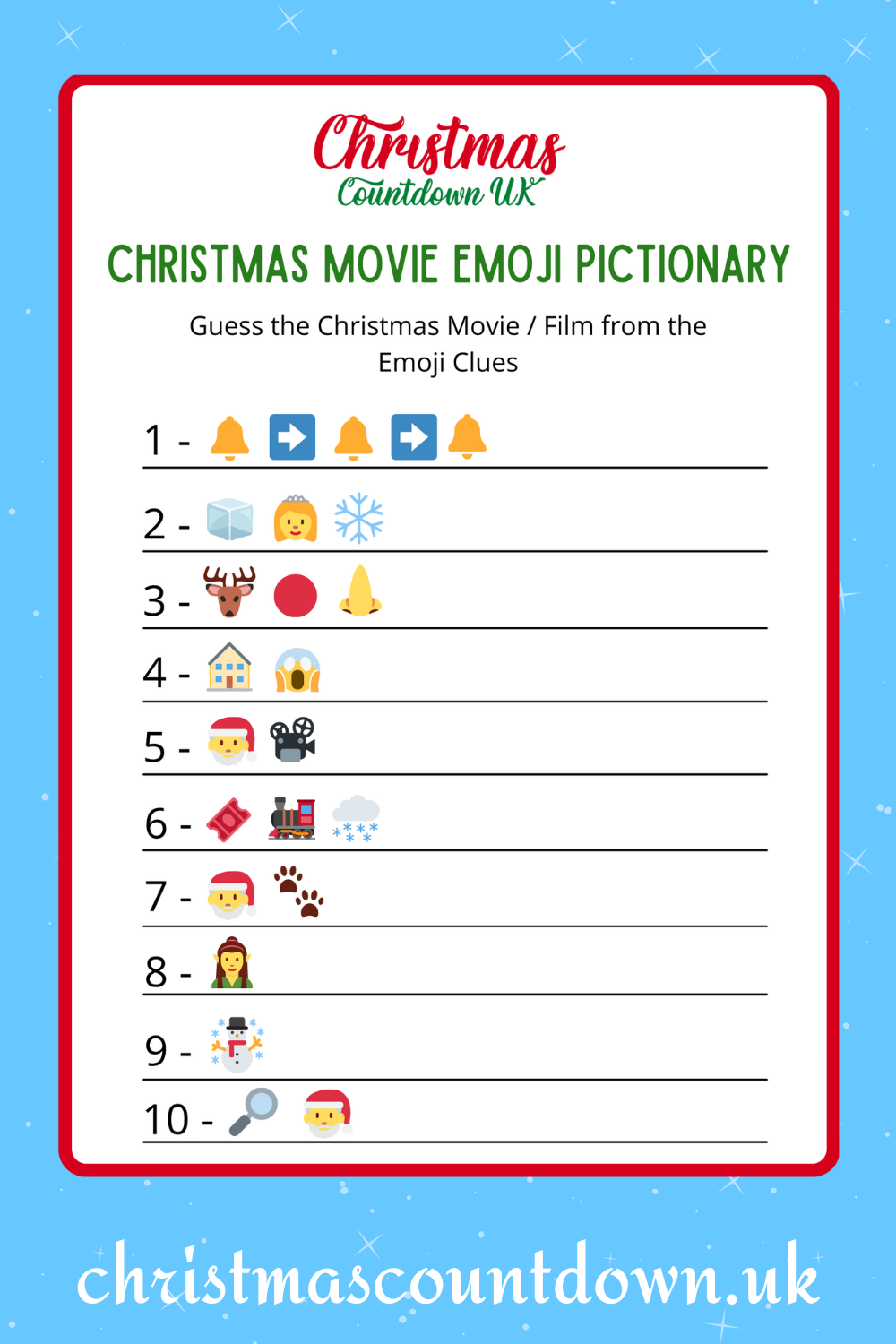 Free Christmas Movie Emoji Pictionary