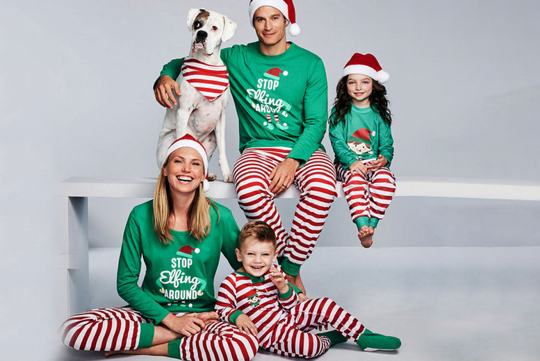 Wowcher Family Maching Elf Christmas PJs
