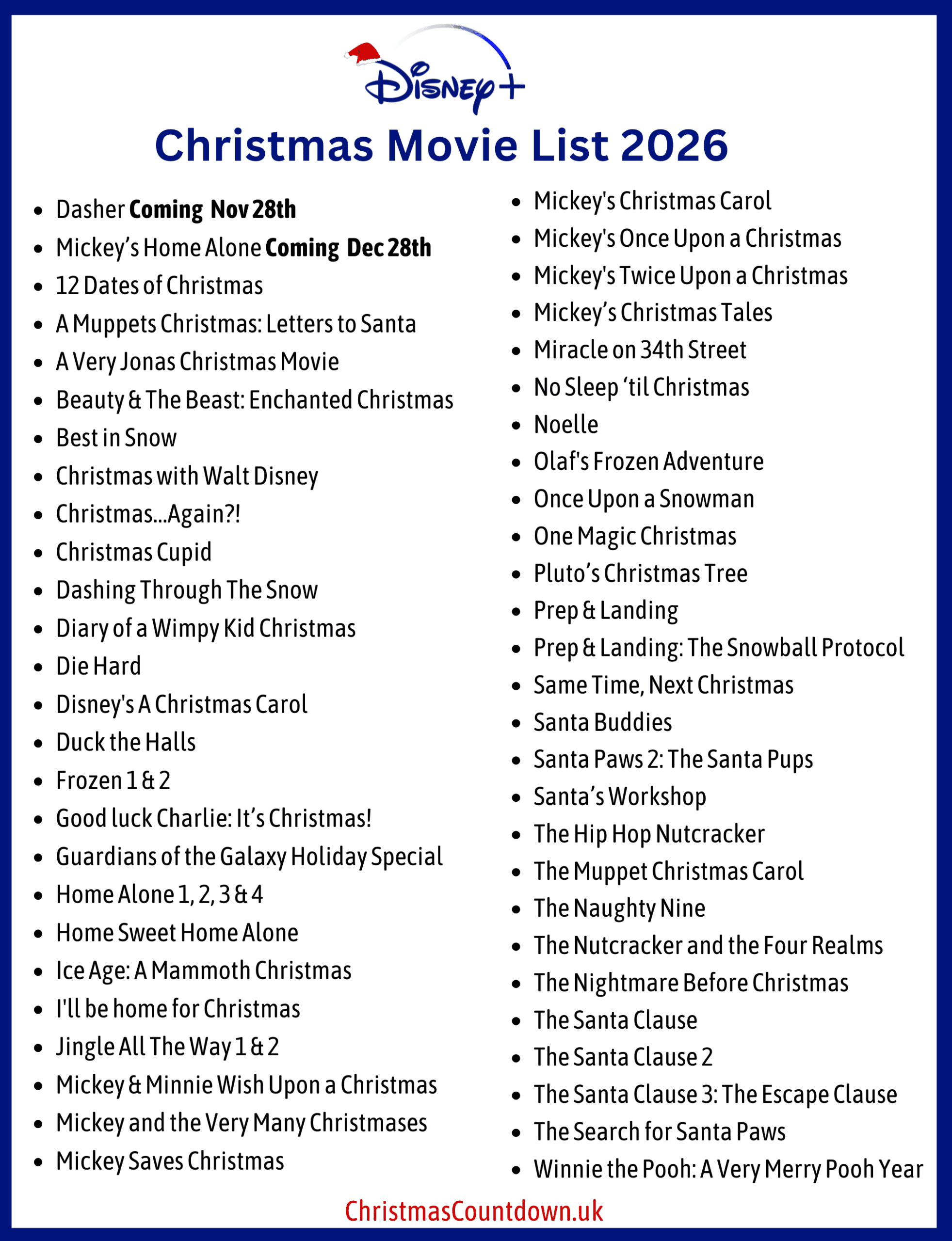Disney+ Christmas Movies 2026