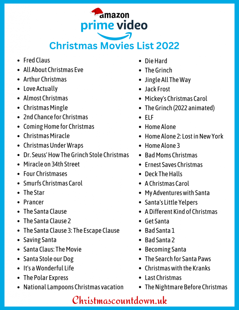 Prime Christmas Movies List 2022