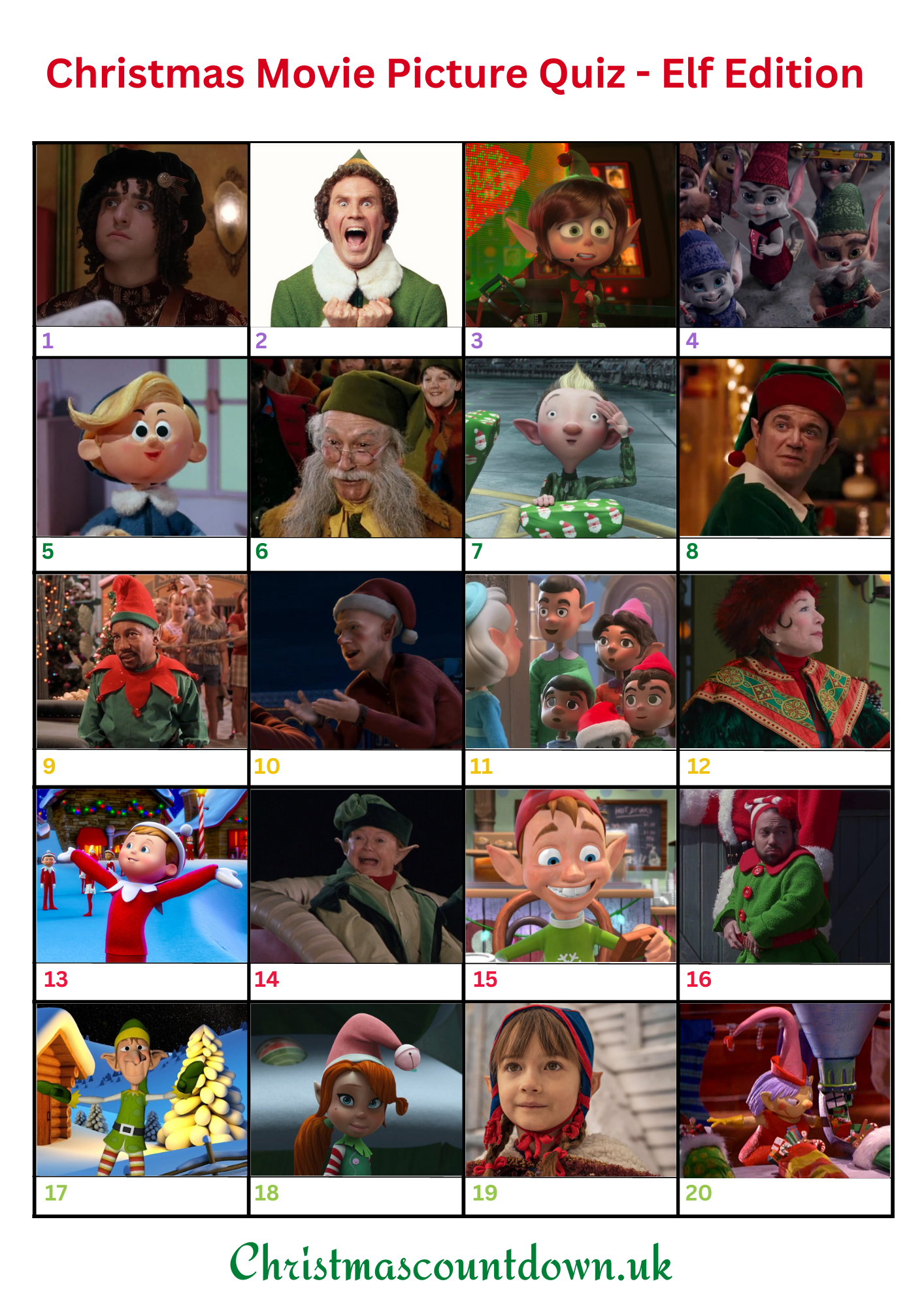 Christmas Movie Picture Quiz - Elf Edition