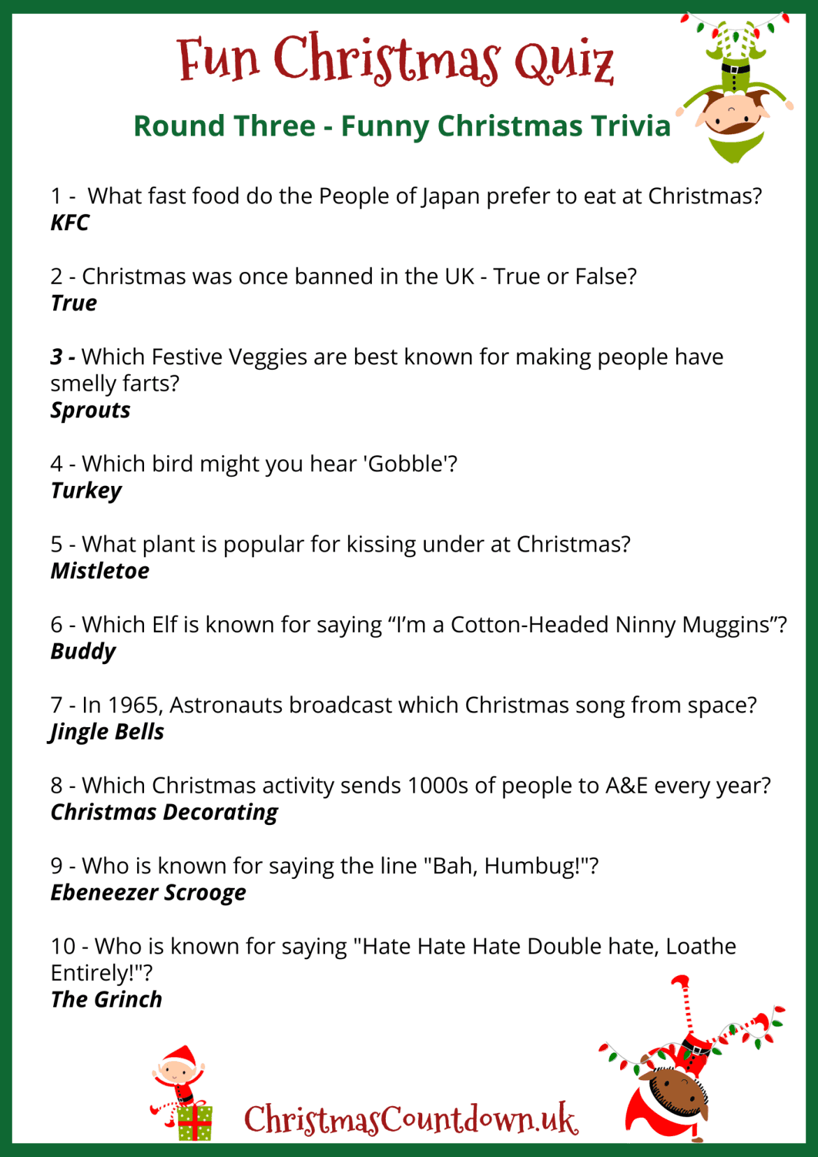 Fun Christmas Quiz Questions & Answers 2024