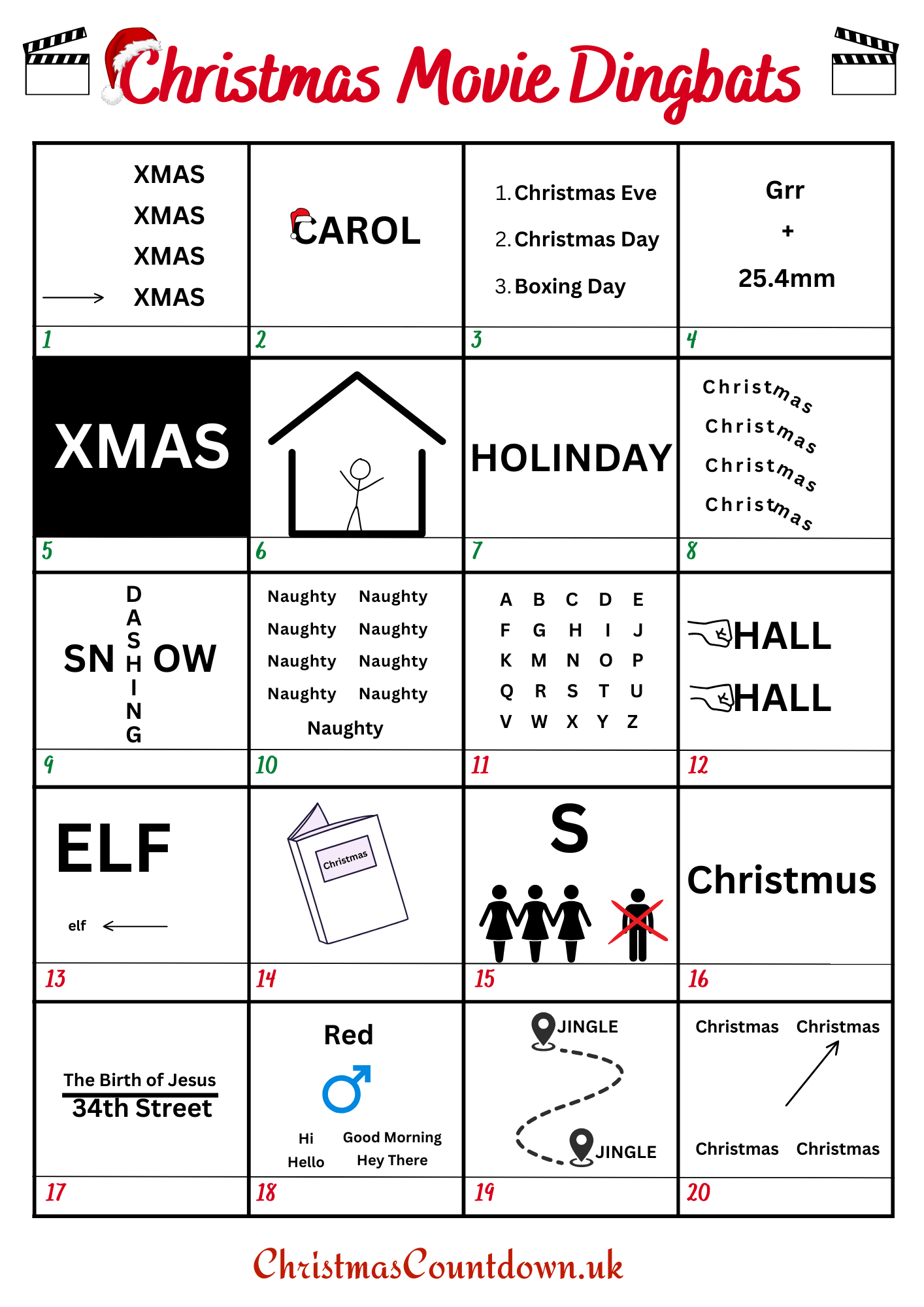 Christmas Movie Dingbat Puzzles With Answers 2024