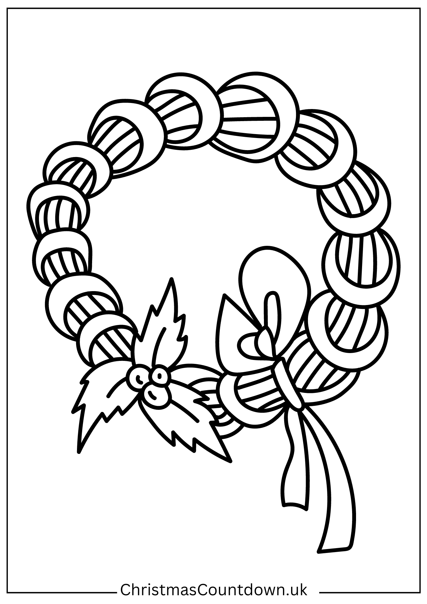 rattan-christmas-wreath-colouring-page Rattan Christmas Wreath Colouring Sheet