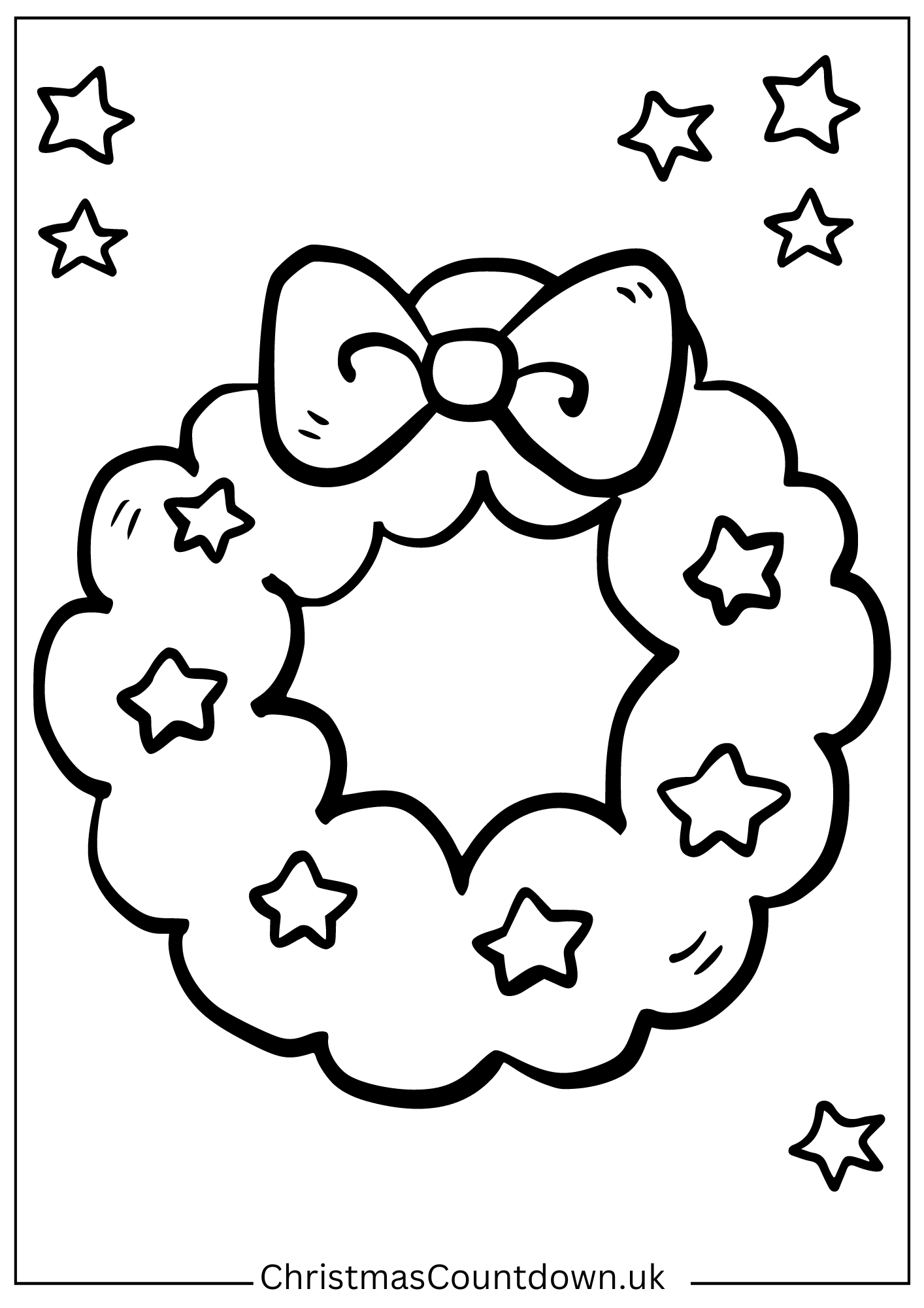 simple-star-wreath-colouring-page simple star wreath colouring page