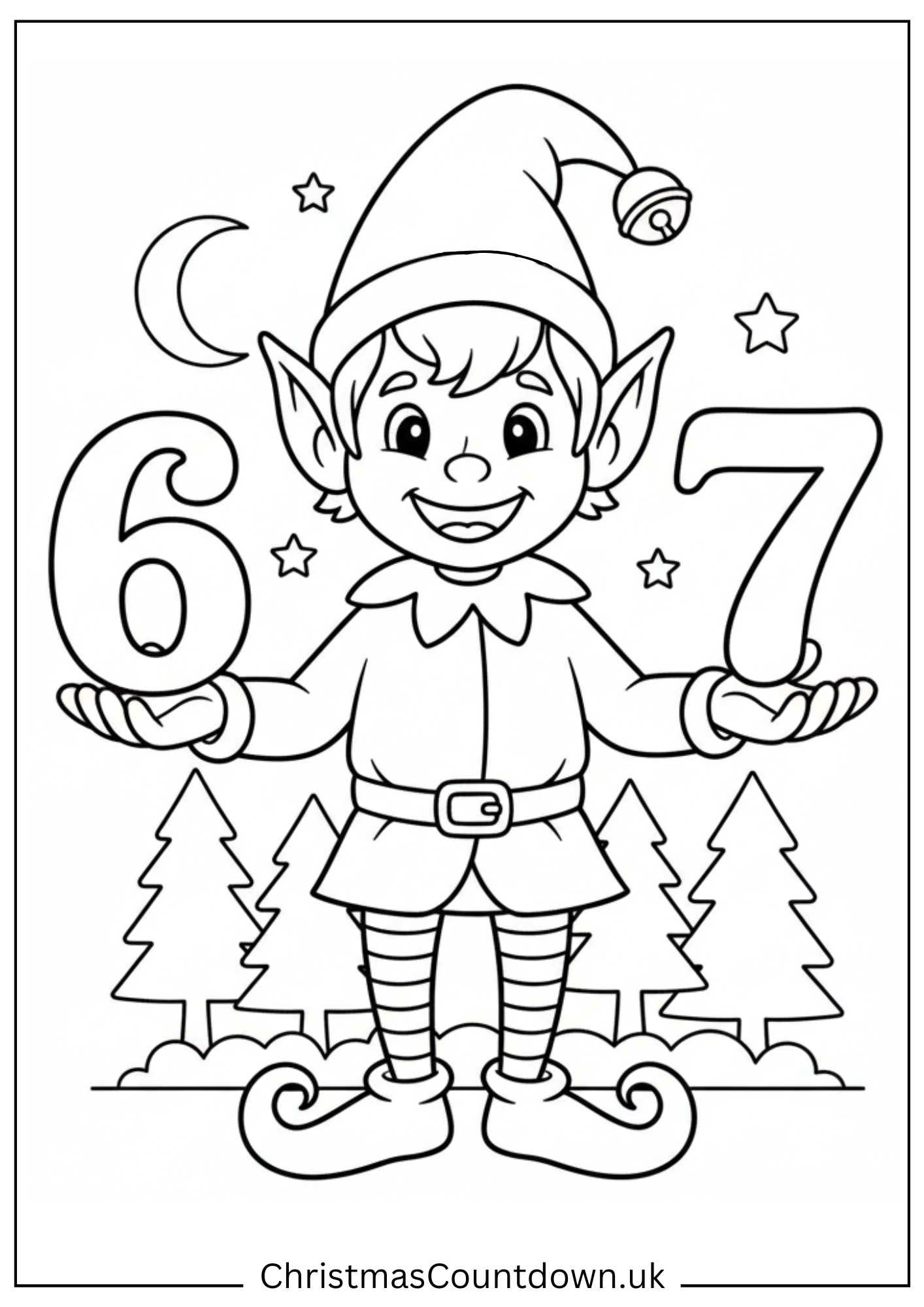 ELF holding a 67 colouring page