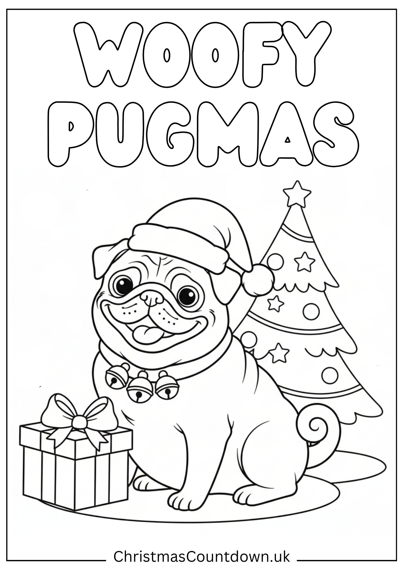 Woofy Pugmas Oug colouring page